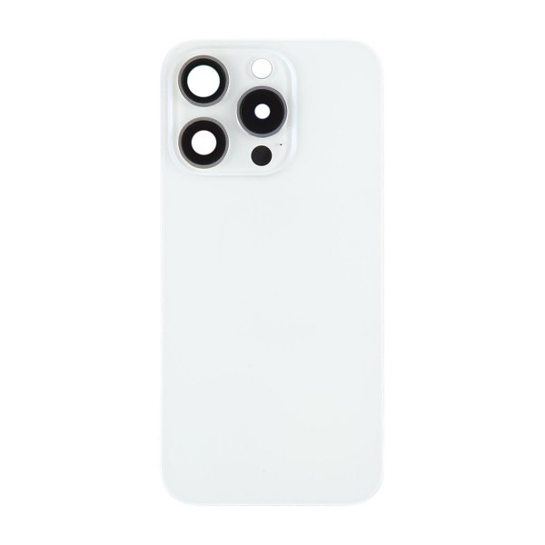 iPhone 15 Pro Bagside Glas med Magnet og Kameralinse - Hvid Titanium