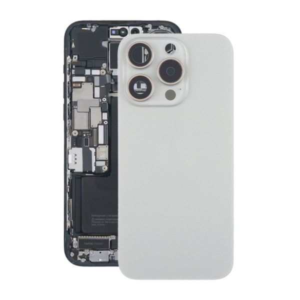 iPhone 15 Pro Bagsideglas med Magnet og Kameralinse - Naturlig Titanium