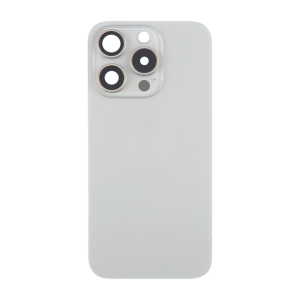 iPhone 15 Pro Bagsideglas med Magnet og Kameralinse - Naturlig Titanium