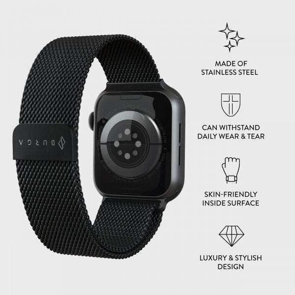 Burga Apple Watch 44/45/46mm/Ultra 49mm Rem Metal Mesh Sort
