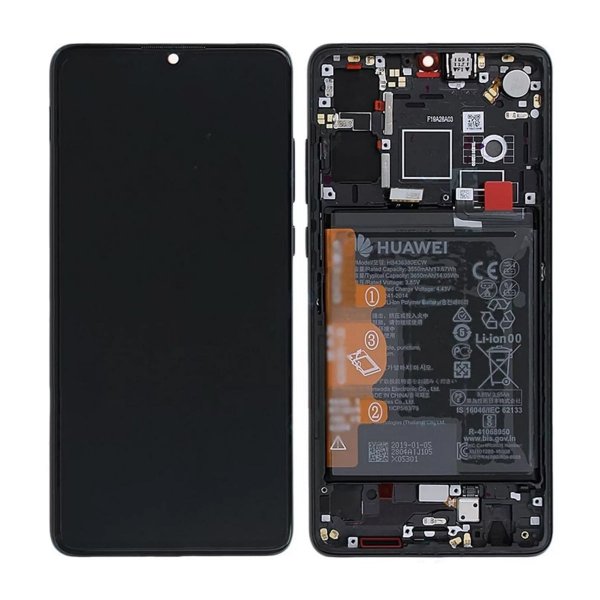 Huawei P30 New Version Skærm med LCD Display og Batteri Original - Sort