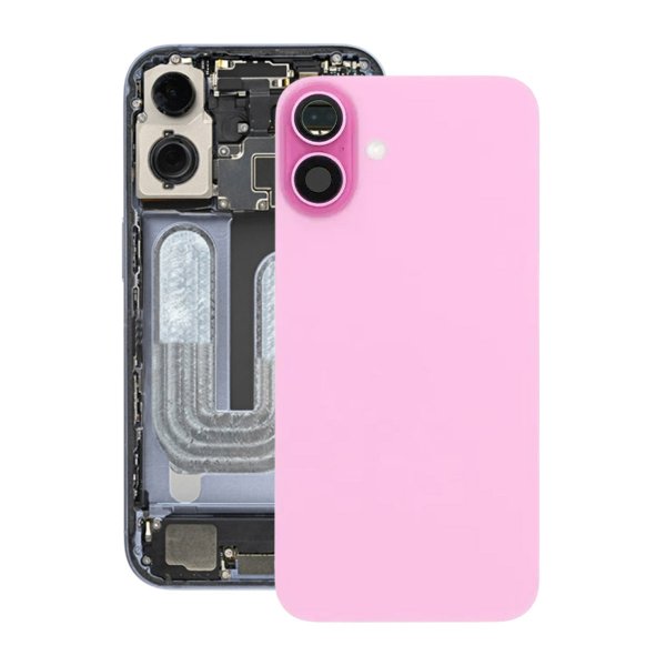 iPhone 16 Plus Bagsideglas Komplet OEM - Rosa