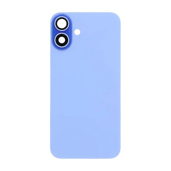 iPhone 16 Plus Bagside Glas med Magnet og Kameralinse - Blå
