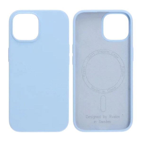 Rvelon iPhone 15 Cover Silikone MagSafe Lyseblå