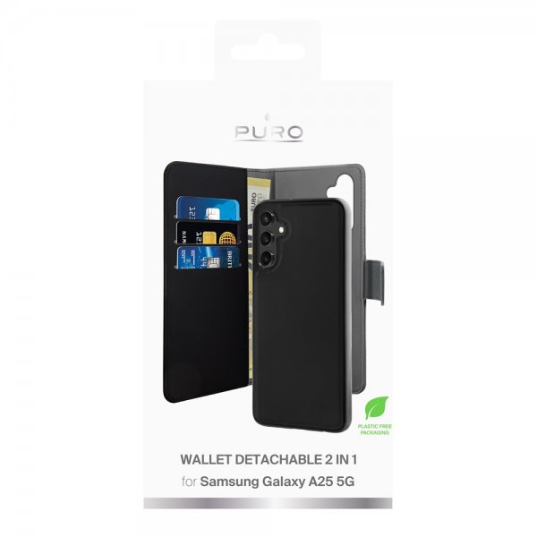 Puro Samsung Galaxy A25 Cover Wallet Detachable 2-i-1 Sort