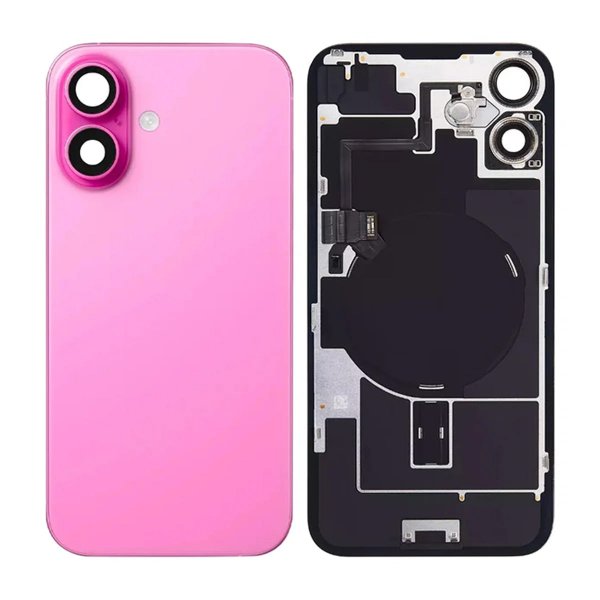 iPhone 16 Plus Bagside Glas med smådele - Rosa