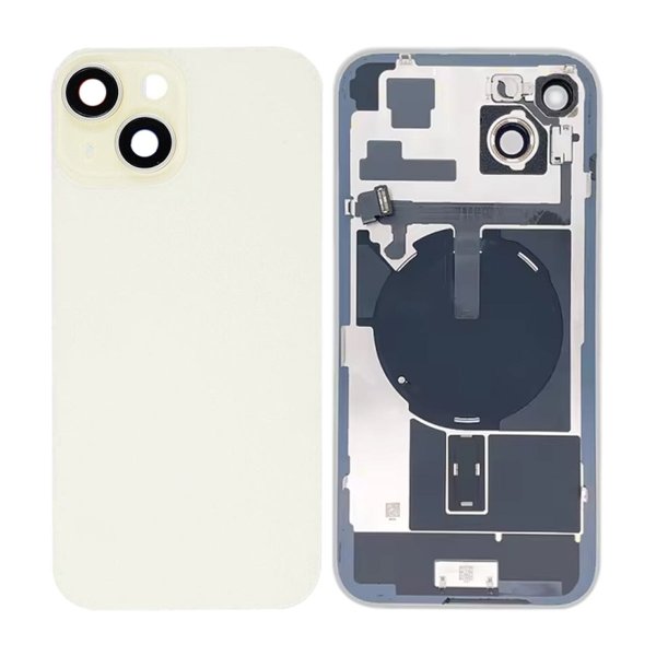 iPhone 15 Plus Bagside Glas med smådele - Gul