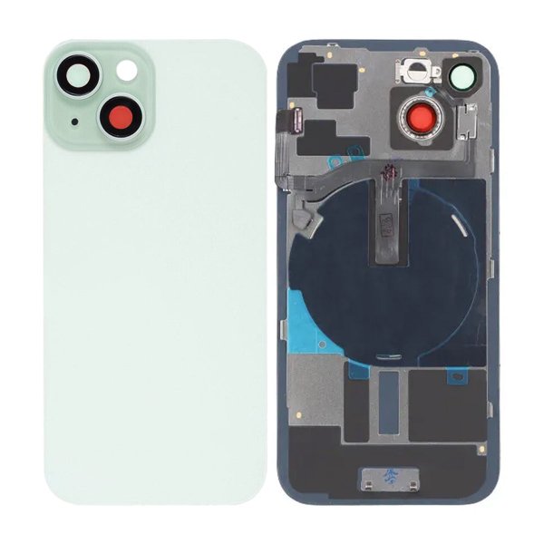 iPhone 15 Bagside Glas med smådele - Grøn