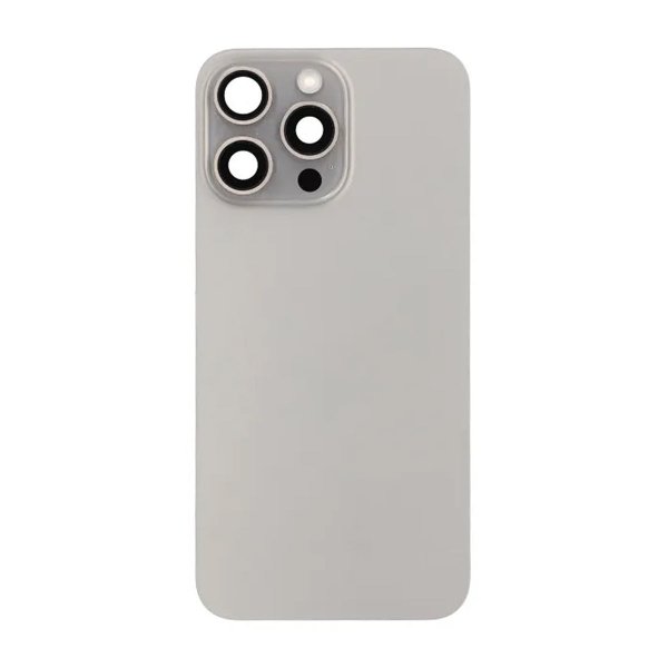 iPhone 15 Pro Max Bagside Glas Komplet OEM - Naturlig Titanium