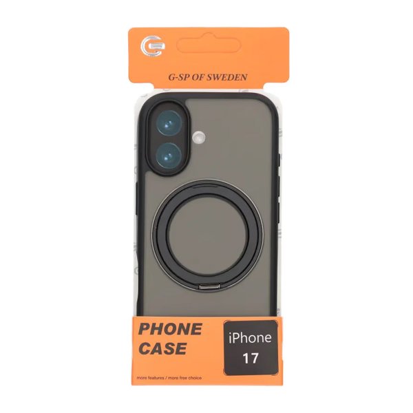 iPhone 17 Cover Roterbart MagSafe Stativ Sort