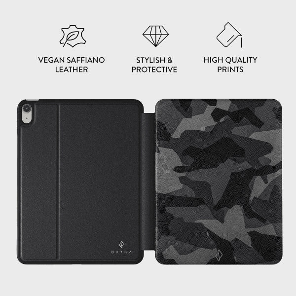 Burga iPad 10.9 (gen 10)/iPad 11 (A16) Folio Night Black Camouflage
