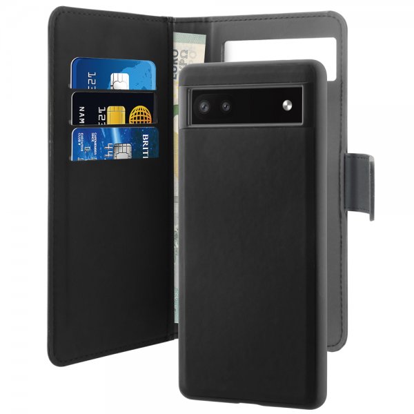 Puro Google Pixel 6a Etui Wallet Detachable 2 i 1 Sort