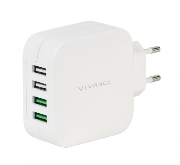 Vivanco Oplader 4xUSB-A 4.8A (2.4A/1A) 24W Hvid