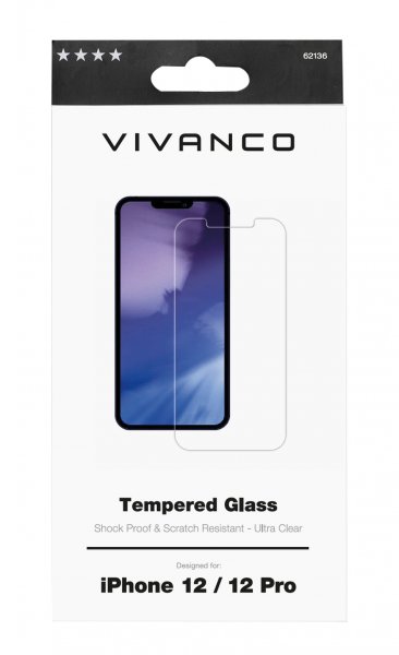Vivanco iPhone 12/iPhone 12 Pro Skærmbeskyttelse Hærdet Beskyttelsesglas 9H