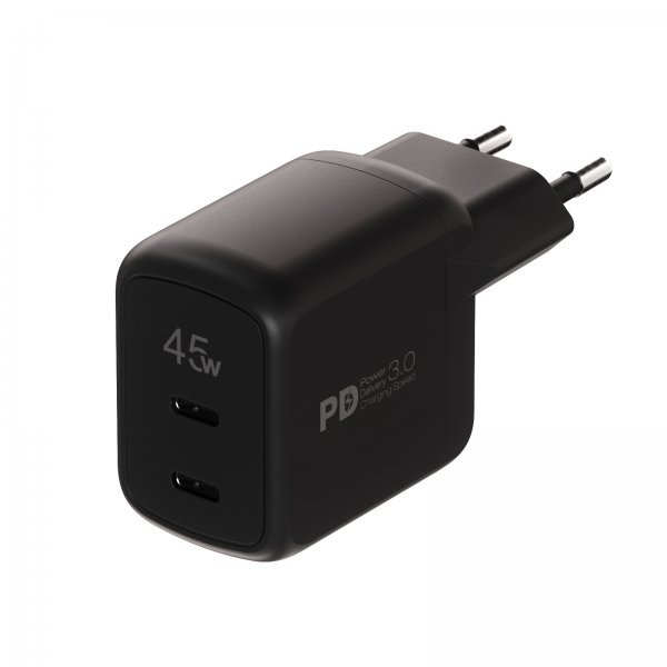 Vivanco Oplader 45W Dual Super Fast PD Oplader Sort