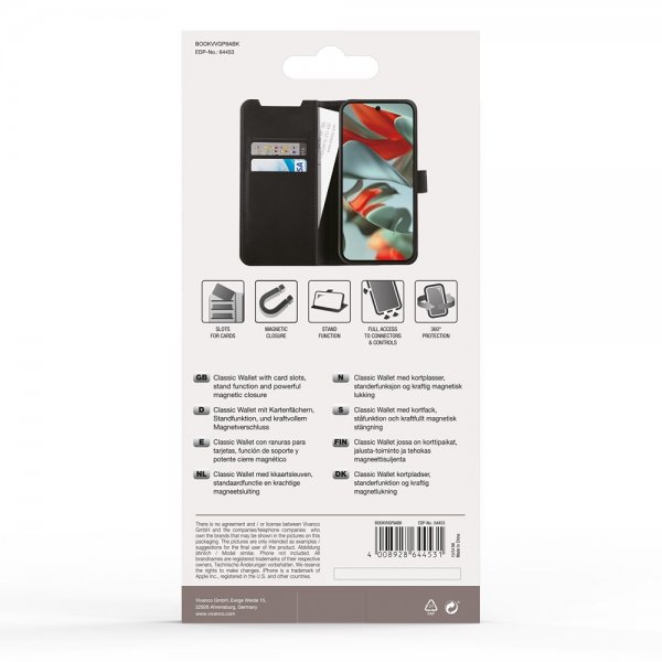 Vivanco Google Pixel 9a Cover Classic Wallet Sort
