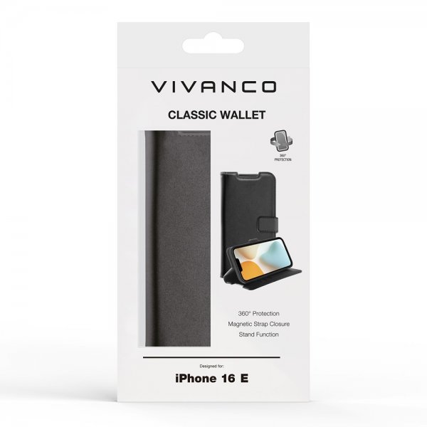 Vivanco iPhone 16./17. Etui Classic Wallet Sort