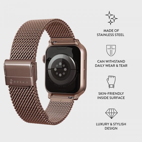 Burga Apple Watch 44/45/46mm/Ultra 49mm Rem Mesh Elegance Rosaguld