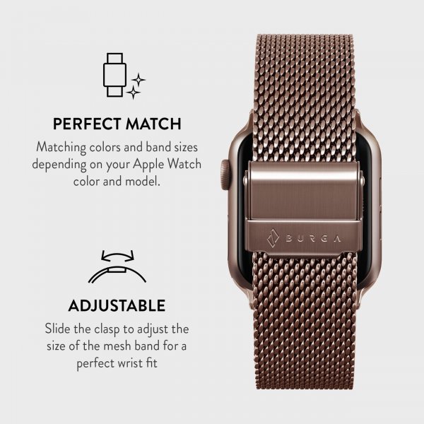 Burga Apple Watch 44/45/46mm/Ultra 49mm Rem Mesh Elegance Rosaguld