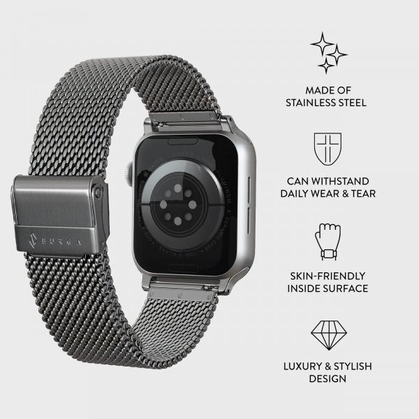 Burga Apple Watch 44/45/46mm/Ultra 49mm Rem Mesh Elegance Sølv