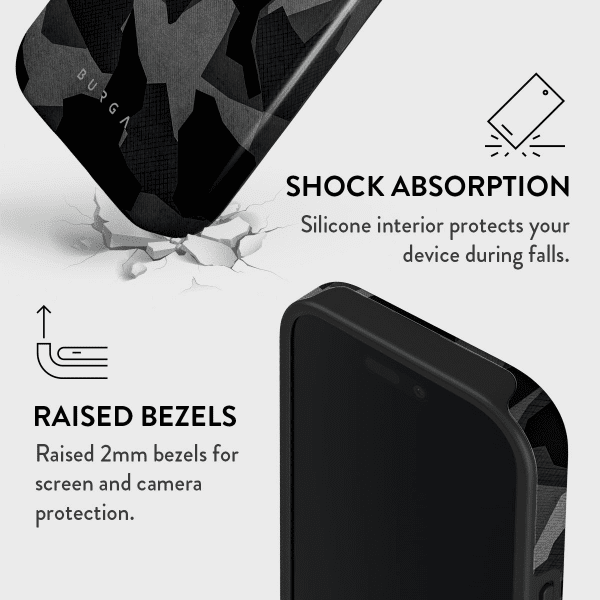 Burga iPhone 16 Cover Tough MagSafe Night Black Camouflage