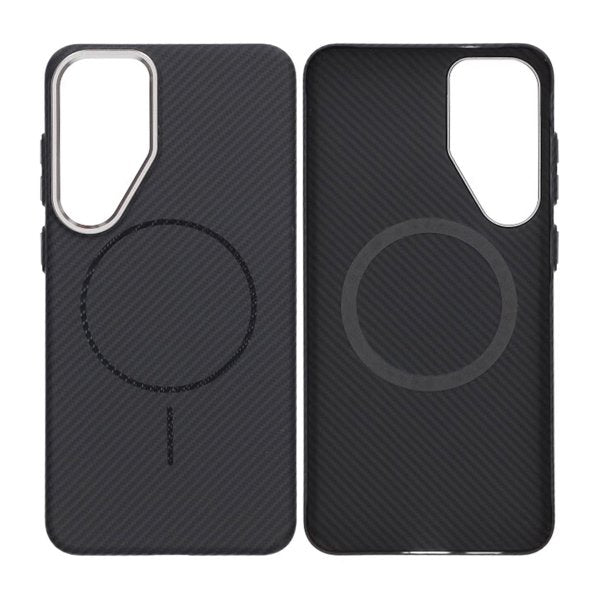 Samsung Galaxy S25 Plus Cover Kulfibermønster MagSafe Sort