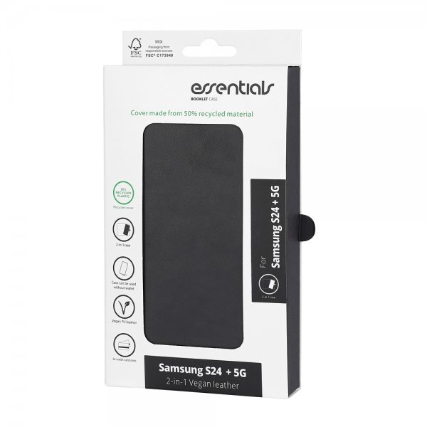 Essentials Samsung Galaxy S24 Plus Etui 2-i-1 Vegansk Læder Sort