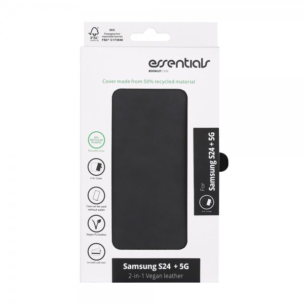 Essentials Samsung Galaxy S24 Plus Etui 2-i-1 Vegansk Læder Sort