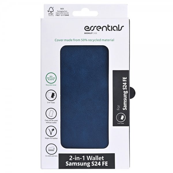 Essentials Samsung Galaxy S24 FE Etui 2-i-1 Vegansk Læder Blå