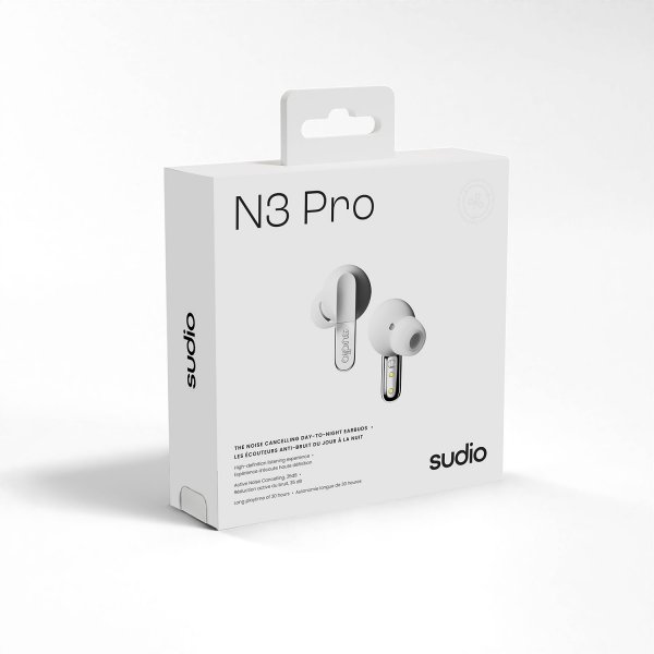 Sudio Trådløse Hovedtelefoner N3 Pro ANC Chrome White