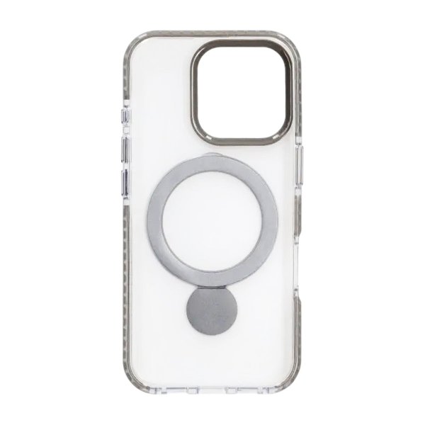 iPhone 16 Pro Cover Ringstativ MagSafe Grå Transparent