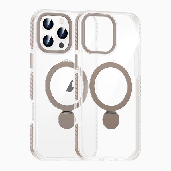 iPhone 16 Pro Cover Ringstativ MagSafe Grå Transparent