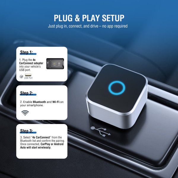4smarts 2-i-1 Trådløs Apple CarPlay/Android Auto Adapter