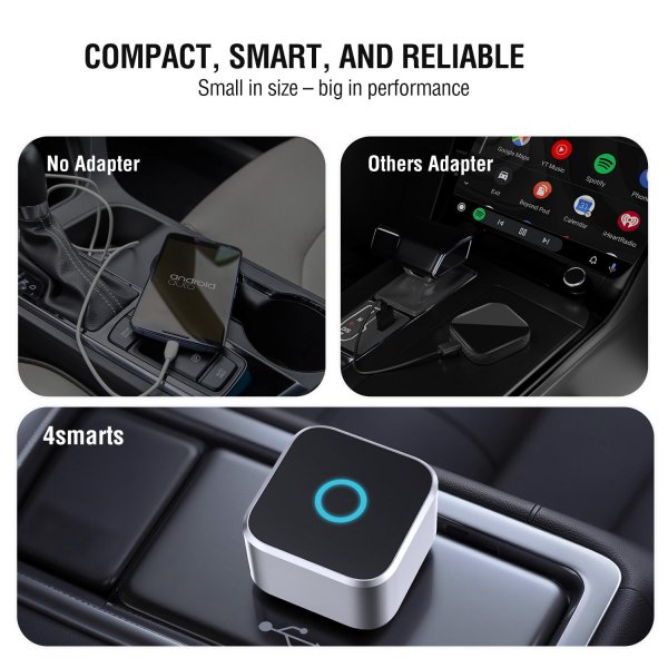 4smarts 2-i-1 Trådløs Apple CarPlay/Android Auto Adapter