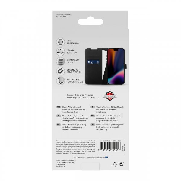 X2O iPhone 17 Pro Max Cover Classic Wallet Sort