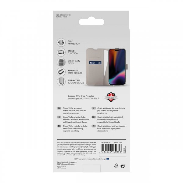 X2O iPhone 17 Etui Classic Wallet Greige