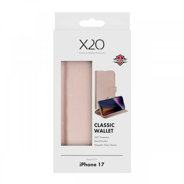 X2O iPhone 17 Etui Classic Wallet Rosaguld