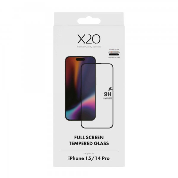 X2O iPhone 14 Pro/iPhone 15 Skærmbeskytter Fuld Skærm