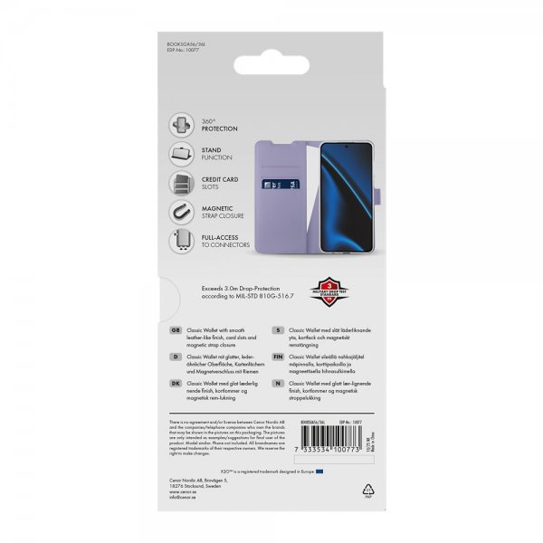 X2O Samsung Galaxy A36/Galaxy A56 Cover Classic Wallet Lavendel