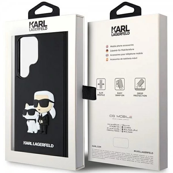 Karl Lagerfeld Samsung Galaxy S24 Ultra Cover 3D Rubber Karl & Choupette Sort