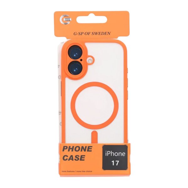 iPhone 17 Skal Kameraramme MagSafe Orange Transparent