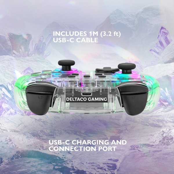 Deltaco Gaming Trådløs Controller til Nintendo Switch Transparent RGB
