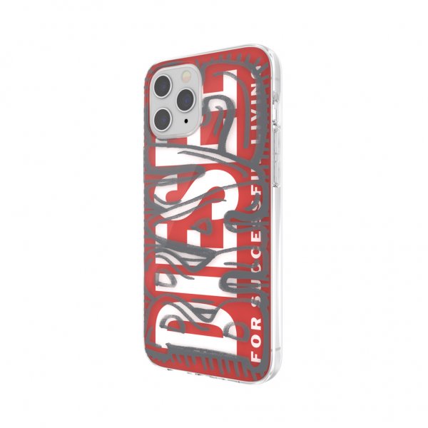 Diesel iPhone 12 Pro Max Cover Snap Case Clear AOP Rød/Grå