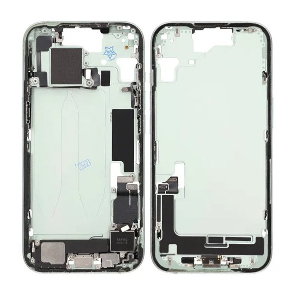 Mellemramme med smådele til iPhone 15 - Grøn OEM