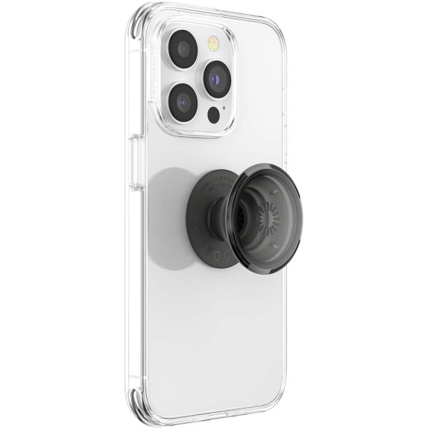 Popsockets PopGrip Transparent Sort Røg