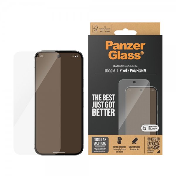 PanzerGlass Google Pixel 9/Pixel 9 Pro Skærmbeskyttelse Ultra-Wide Fit