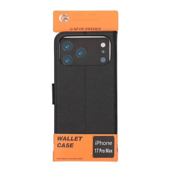 iPhone 17 Pro Max Cover med Kortlomme Standerfunktion Sort