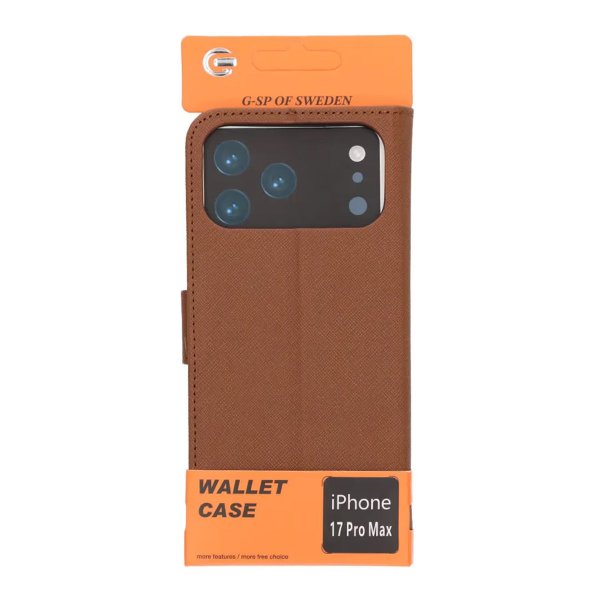 iPhone 17 Pro Max Cover med Kortlomme Standerfunktion Brun