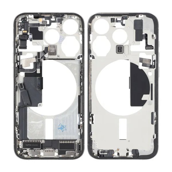 Midterramme med smådele til iPhone 15 Pro - Hvid Titanium OEM