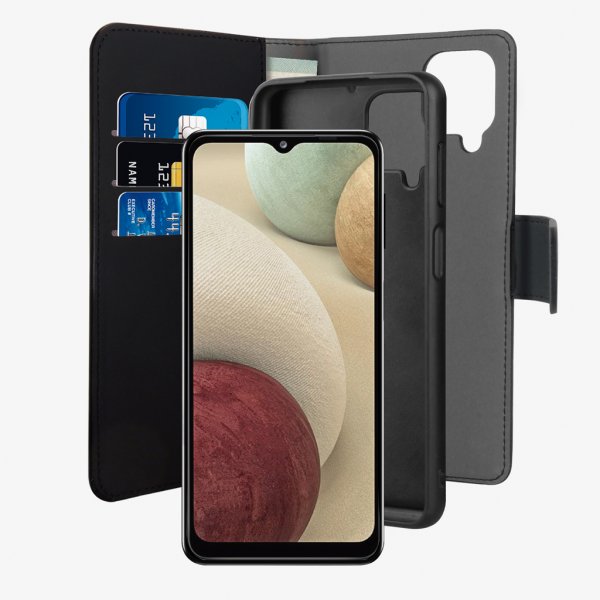Puro Samsung Galaxy A12 Cover Wallet Aftageligt 2 i 1 Sort